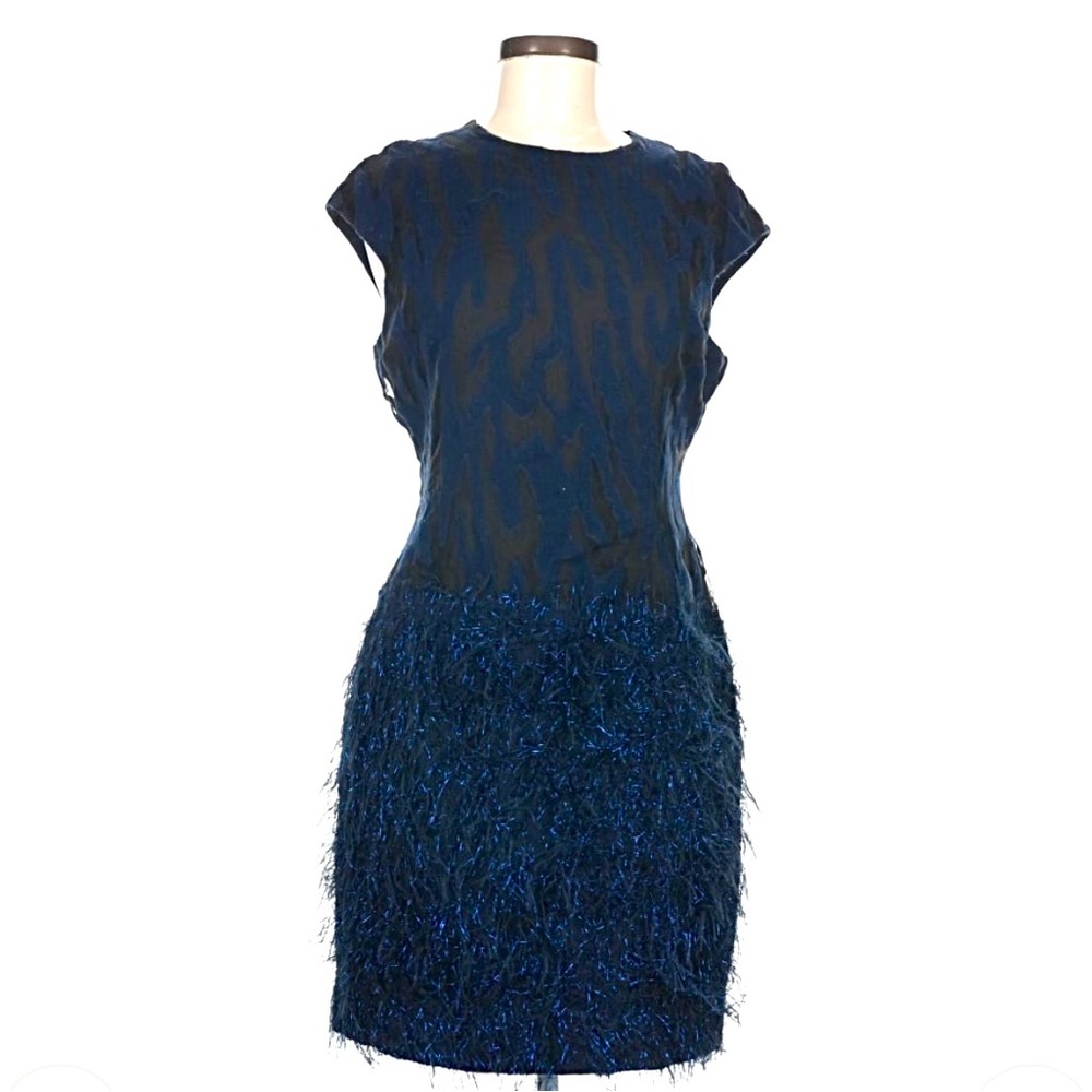 STUNNING! NWOT Worth New York high end brand black blue cocktail dress size 6